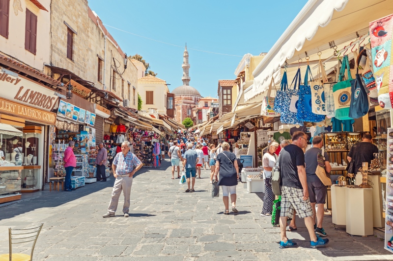 Winkelstraat in Rhodos-stad