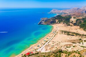 Tsambika beach op het eiland Rhodos in Griekenland
